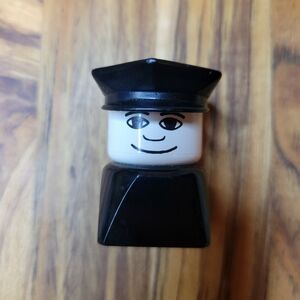 Vintage 1970s LEGO DUPLO Police Officer Black & White